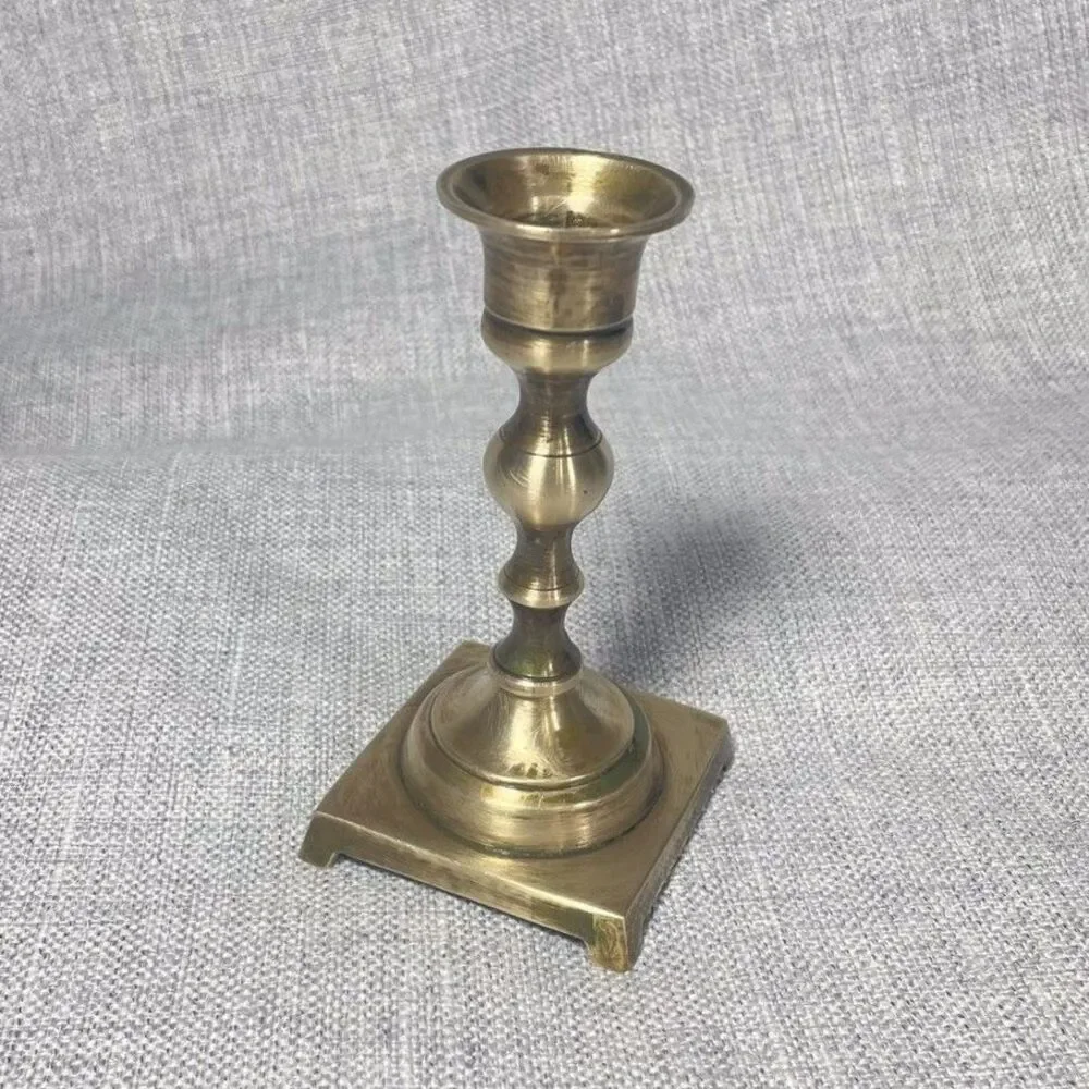 Vintage Solid Brass Candlestick 5” Tall Footed‎ Taper Candle Holders